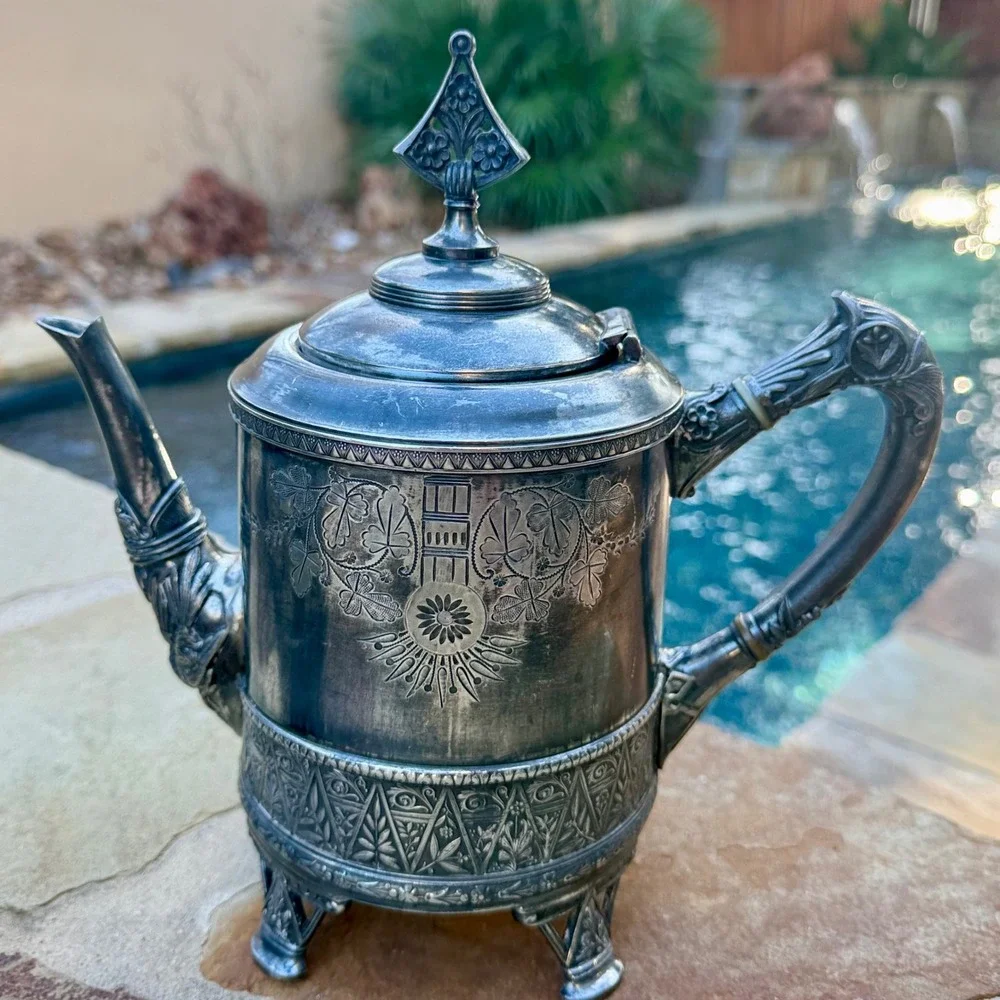 Antique Meriden Britannia 1926 Silverplate‎ Teapot Creamer Victorian Aesthetic